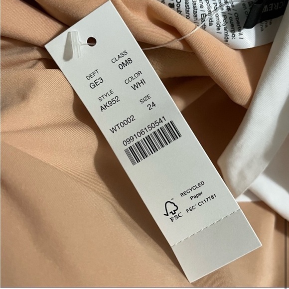 NWT J. Crew Size 24 White Scoop Neck Scoopback Ruffle One Piece Swimsuit AK952 - Picture 4 of 4